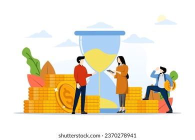 Investment management concept. companies engage in joint construction and growth of monetary profits, a metaphor of time. people teamwork, business analysis, career growth are beneficial for success.