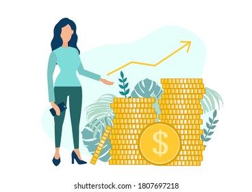 
investment management, growing cash profit concept. vector illustration