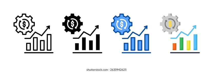 Conjunto de conjuntos de ícones do processo de gerenciamento de investimentos. Coleção de ícones de estilo múltiplo perfeita para sites, aplicativos e apresentações. Coleção de ícones de vetor simples