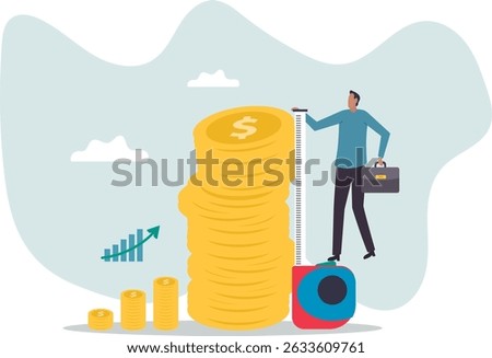 Investment measurement or benchmark, ROI, return on investment, wealth monitoring with financial goal or target.character for design.