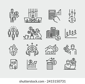 Vektorgrafik-Symbolsatz "Investment Money Capital Market"