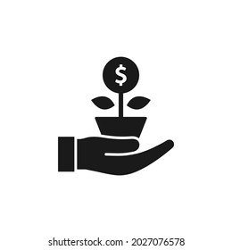 Investment. Money growth icon flat style isolated on white background. Vector illustration