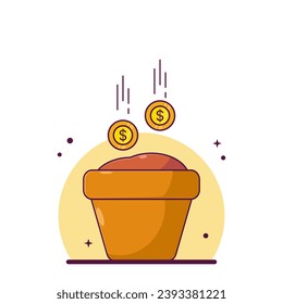 Investment money illustration. investment plant growing, business and finance icon concept white background