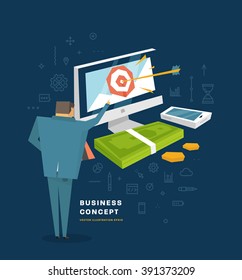 Investment and Money Management Business Concept. Vector Illustration.