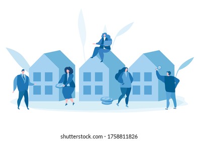 Investment, mortgage, Home Loan concept, Rent, Buying a property. Real estate, invest  money in a house,  Vector illustration for web banner, infographics, mobile.