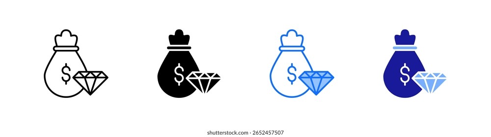 Conjunto de ícones de vários estilos de investimento vetor