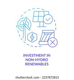 Investment in non hydro renewables blue gradient concept icon. Clean power. Net zero practice abstract idea thin line illustration. Isolated outline drawing. Myriad Pro-Bold fonts used