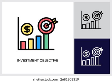 Investitionsziel Symbol Multi Style Vektorgrafik