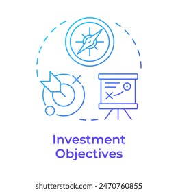 Investment objectives blue gradient concept icon. Portfolio strategy, income generation. Round shape line illustration. Abstract idea. Graphic design. Easy to use in infographic, presentation