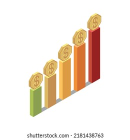 Investment online trading isometric composition with isolated financial concept on blank background vector illustration