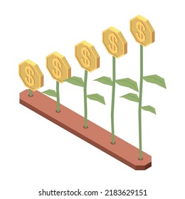 Investment online trading isometric composition with isolated financial concept on blank background vector illustration
