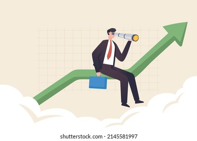 Investment Opportunities, Future Goals, Stock Market Prediction.
Opportunity as vision for chances for business target.
Looking for future company plans. a businessman using telescope on graph chart. 