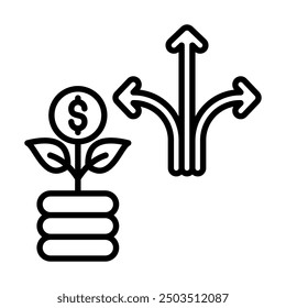 Ilustración vectorial de la línea de iconos de Oportunidades de inversión