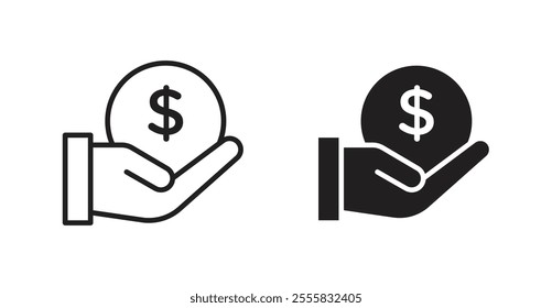 Investment outlined and solid icon vector collection.