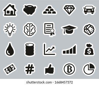 Investment Plan Icons Black & White Sticker Set Big