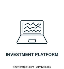 Icono de plataforma de inversión. Icono de línea simple para plantillas, diseño web e infografías