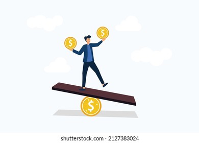 Investment portfolio with Bitcoin or crypto currency, buy or sell trading, crypto market exchange value concept, businessman investor or trader balance portfolio with dollar coin and bitcoin.