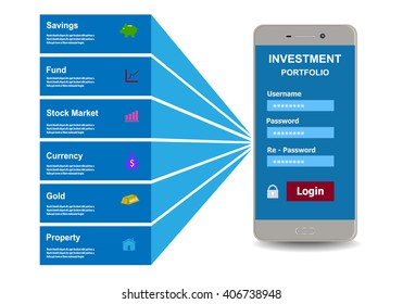 Investment Portfolio Design Style Flat. Business Concept, Vector Illustration.