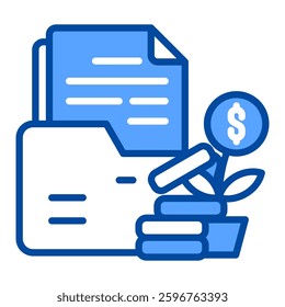 Investment Portfolio Icon in Blue Color Style. Simple Vector Design. Simple Vector Flat Icon