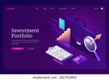 Investment Portfolio Isometric Landing Page Banner