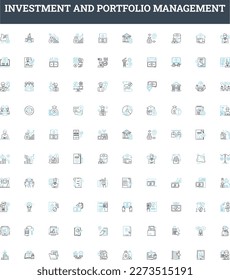 Investment and portfolio management vector line icons set. Investment, Portfolio, Management, Asset, Equity, Fixed income, Alternative illustration outline concept symbols and signs