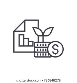 investment portfolio vector line icon, sign, illustration on background, editable strokes