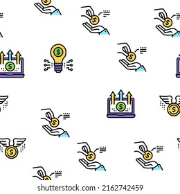 Investment Portfolio Vector Seamless Pattern Thin Line Illustration