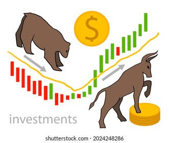 investment prices rise and fall graph vector