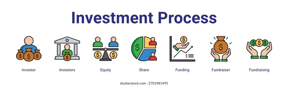 Investment Process Web-Banner-Symbol-Element für das Design in einer Sammlung