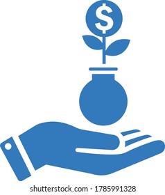 Investment, profit icon / blue color