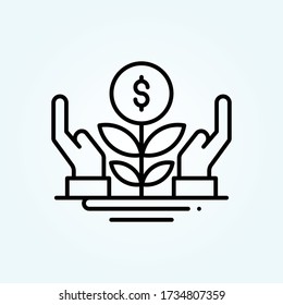 ilustración de estilo de icono del vector del proyecto de inversión. Símbolo de inicio y nuevo negocio EPS 10