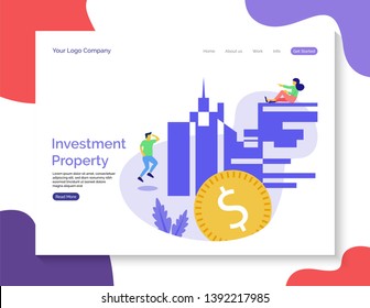 Investment property landing page vector background.