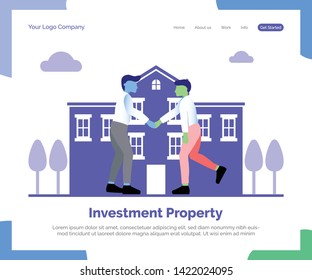 Investment property landing page vector background.