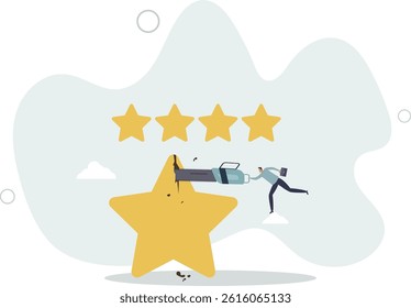 Investment rating downgrade, credit score of mortgage or bond or corporate loan concept.flat character life .