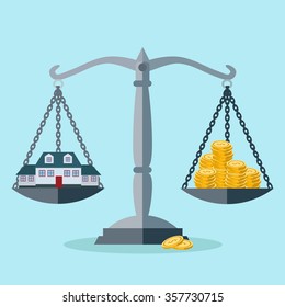 Investment in real estate or house market value vector concept