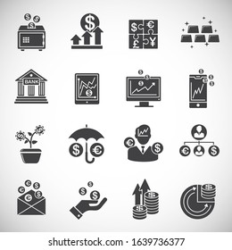 Investment related icons set on background for graphic and web design. Creative illustration concept symbol for web or mobile app.