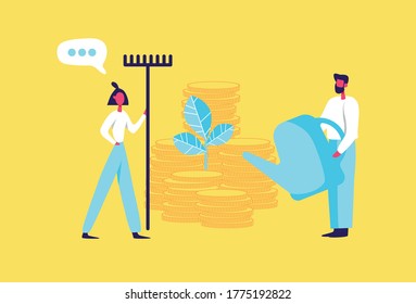 Investment research service money deposit marketing bank vector illustration.