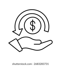 Ícone de linha fina de Retorno de Investimento, vetor, pixel perfect, arquivo ilustrador 
