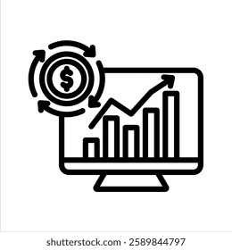 Investment Returns Line Vector Illustration On White Background.