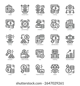 Investment Review Icon pack for your website, mobile, presentation, and logo design. Investment Review Icon outline design. Vector graphics illustration and editable stroke.