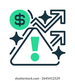 Investment Risk Line Icon, Outline Symbol for Financial Uncertainty, Market Volatility, Capital Protection, Risk Assessment, and Smart Strategy. Vector Sign Icon.