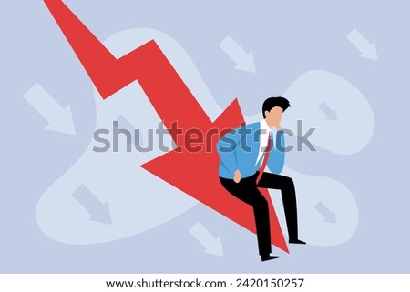 Investment Risk, Stock market plunge, cryptocurrency or forex trading price decline, bear market 2d vector illustration