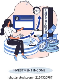 Investment, saving money and finance growth business concept metaphor. Analyzes charts and indicators of income growth. Investment income from securities and other non-commercial investments dividends