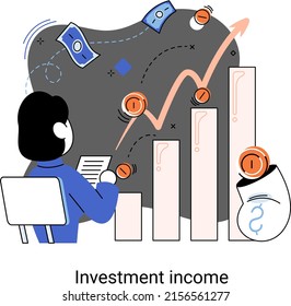 Investment, saving money and finance growth business concept metaphor. Analyzes charts and indicators of income growth. Investment income from securities and other non-commercial investments dividends