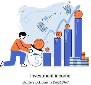 Investment, saving money and finance growth business concept metaphor. Analyzes charts and indicators of income growth. Investment income from securities and other non-commercial investments dividends