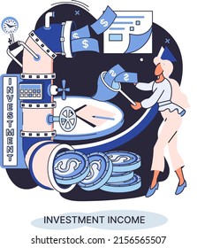 Investment, saving money and finance growth business concept metaphor. Analyzes charts and indicators of income growth. Investment income from securities and other non-commercial investments dividends