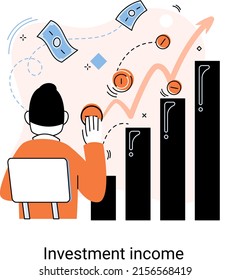 Investment, saving money and finance growth business concept metaphor. Analyzes charts and indicators of income growth. Investment income from securities and other non-commercial investments dividends