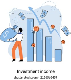 Investment, saving money and finance growth business concept metaphor. Analyzes charts and indicators of income growth. Investment income from securities and other non-commercial investments dividends