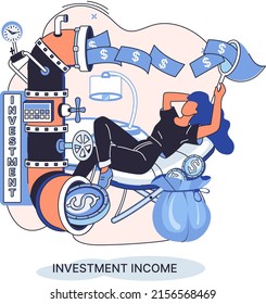 Investment, saving money and finance growth business concept. Happy successful businesswoman with money, income growth. Investment income from securities and other non-commercial investments dividends