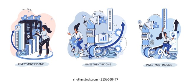 Investment, saving money and finance growth business concept metaphor. Analyzes charts and indicators of income growth. Investment income from securities and other non-commercial investments dividends